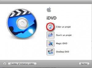 Ecran d'accueil iDVD montage video