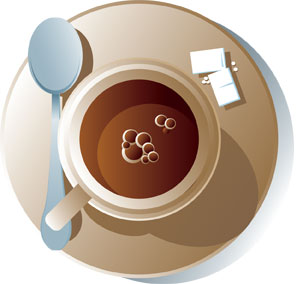 Arabica torréfié dans une tasse de café