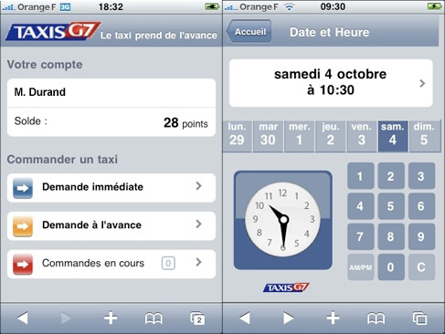 commander un taxi g7 iphone